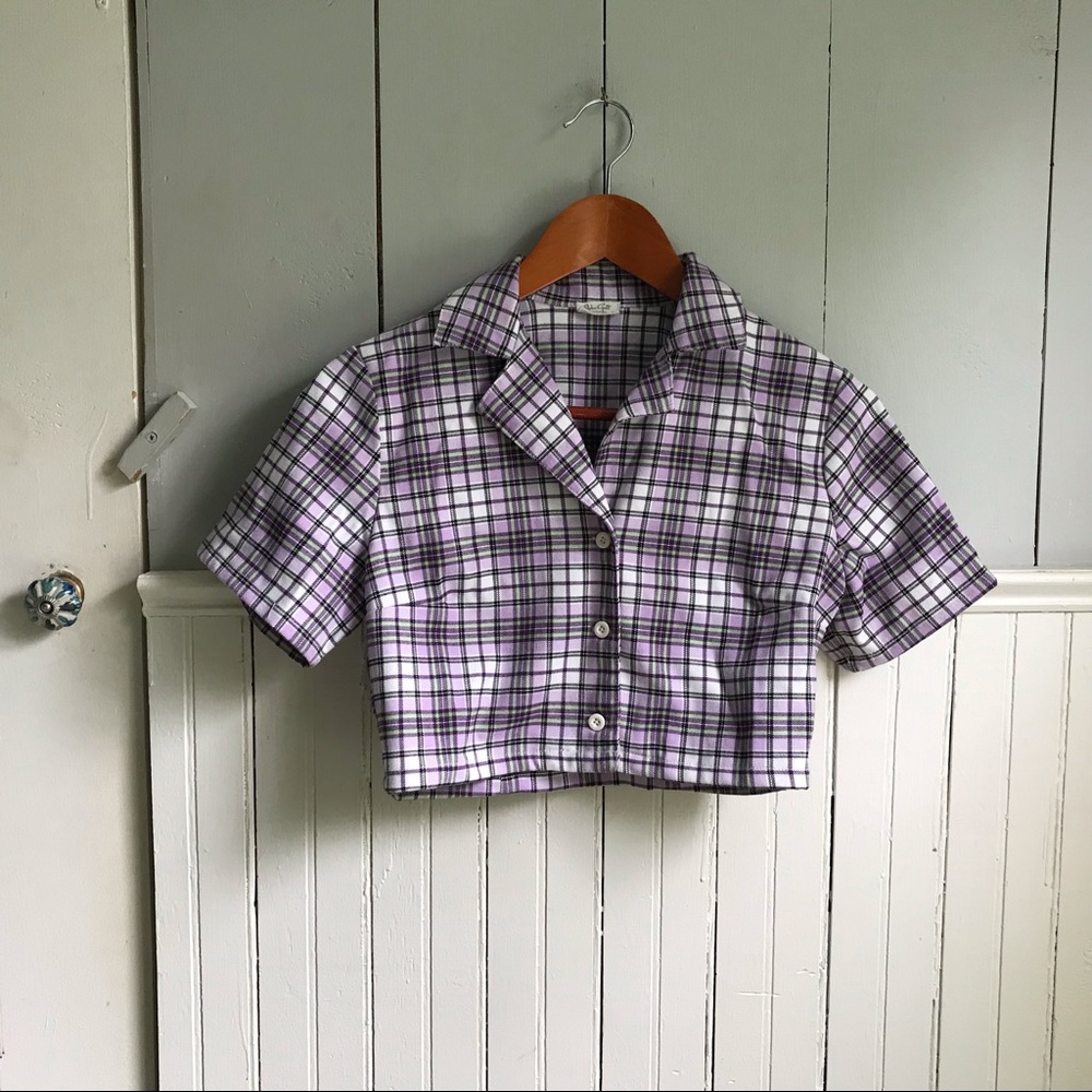 Brandy Melville J. Galt Collared button up Crop Top S